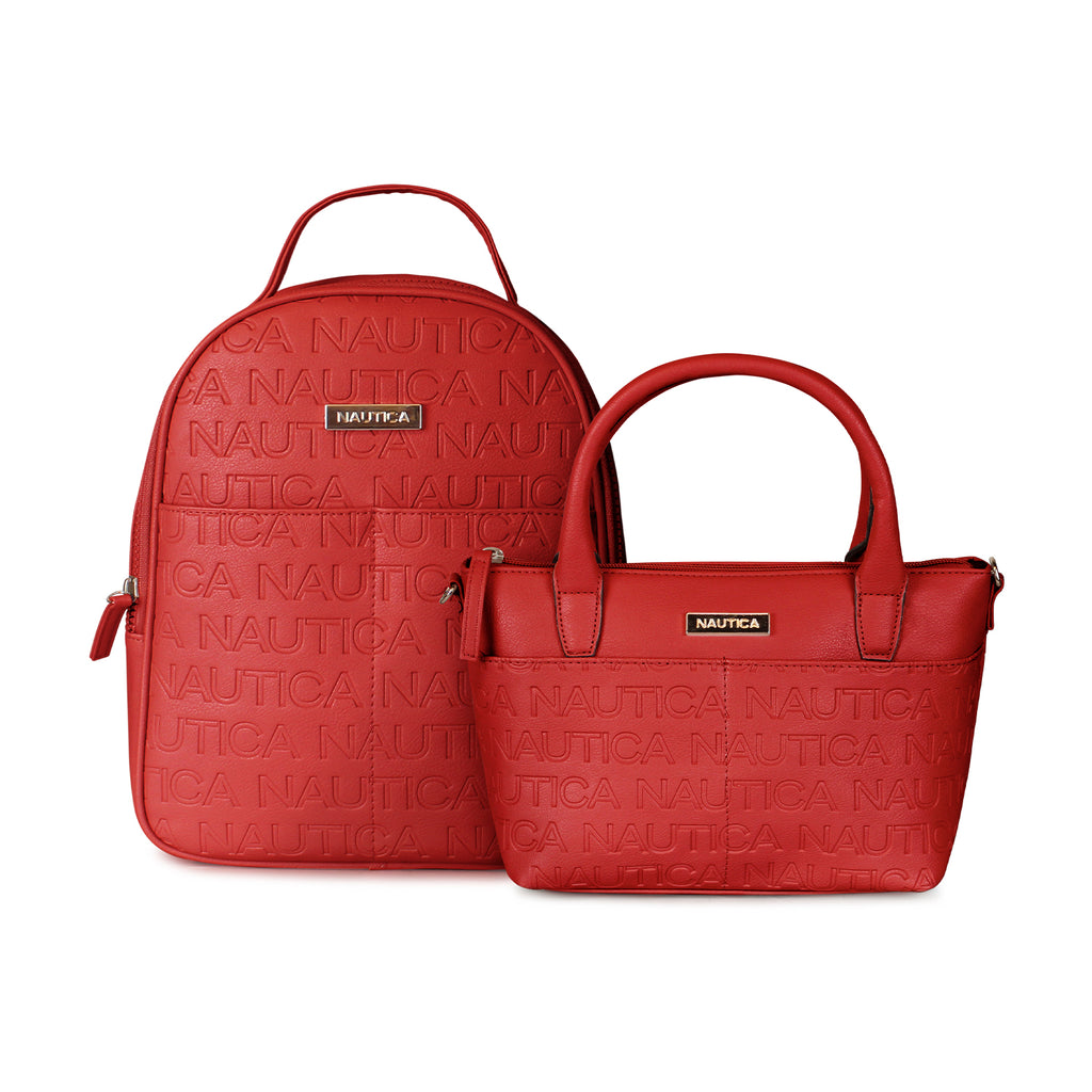Pack Mochila Queen + Bolso tipo cartera Delray rojo