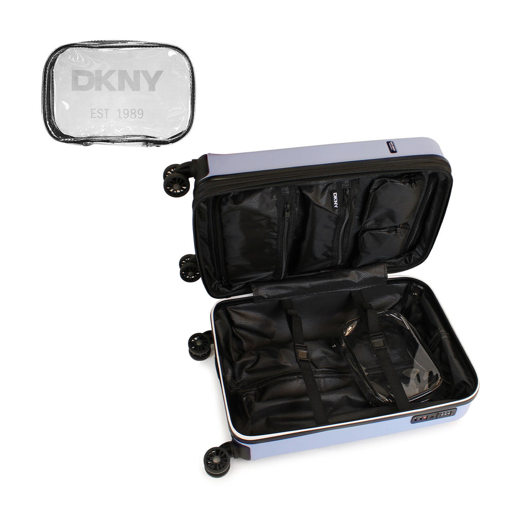 Set 2 Maletas DKNY Beveled S+L Celeste + Almohada + Organizador 6 piezas