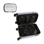Set 2 Maletas DKNY Beveled S+L Celeste + Almohada + Organizador 6 piezas