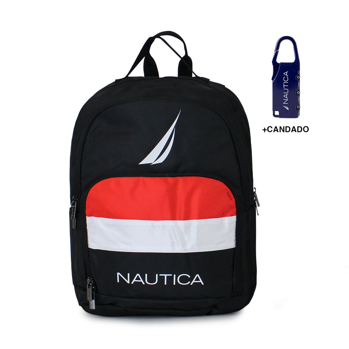 Mochila Pólux negra Nautica + Candado