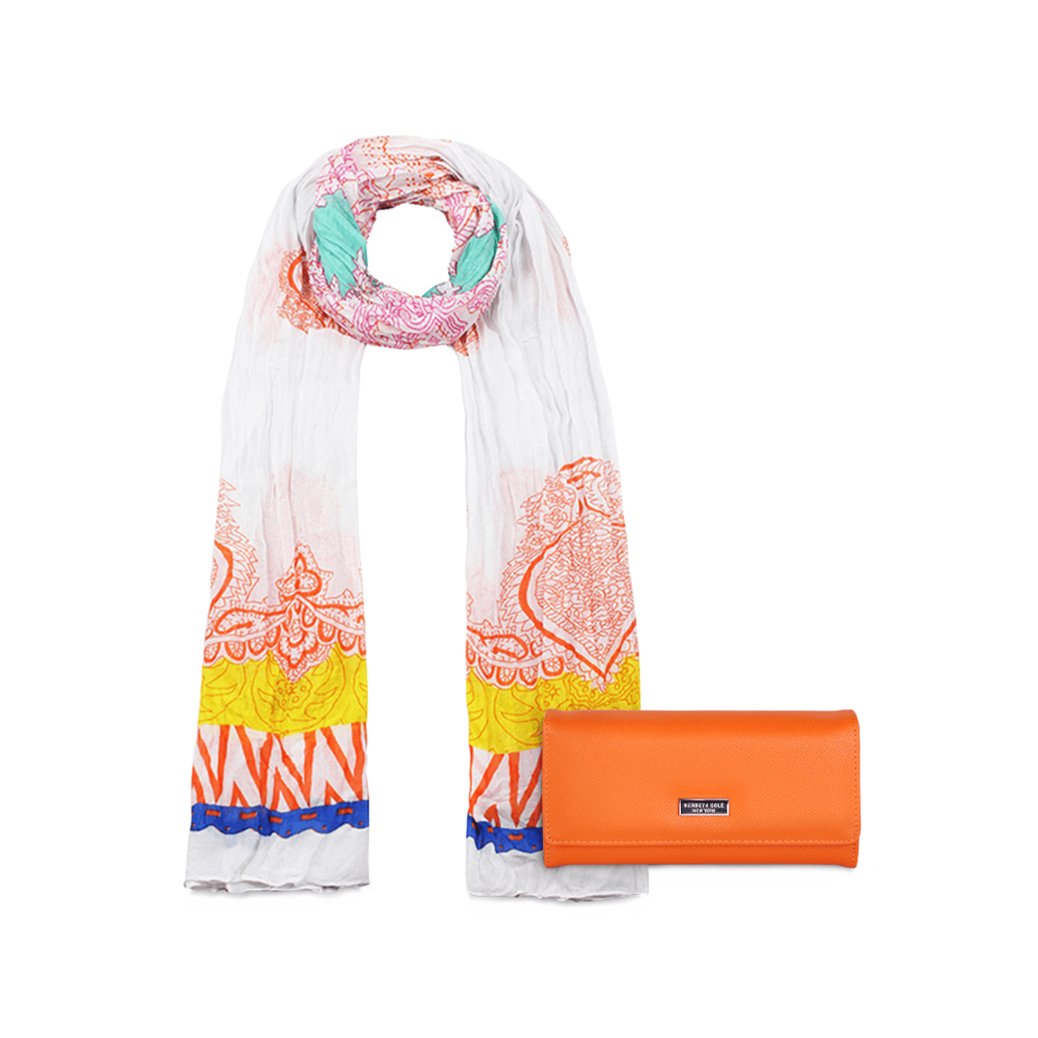 Pack Billetera Flap-Bessie orange + Pañuelo Alcala naranja